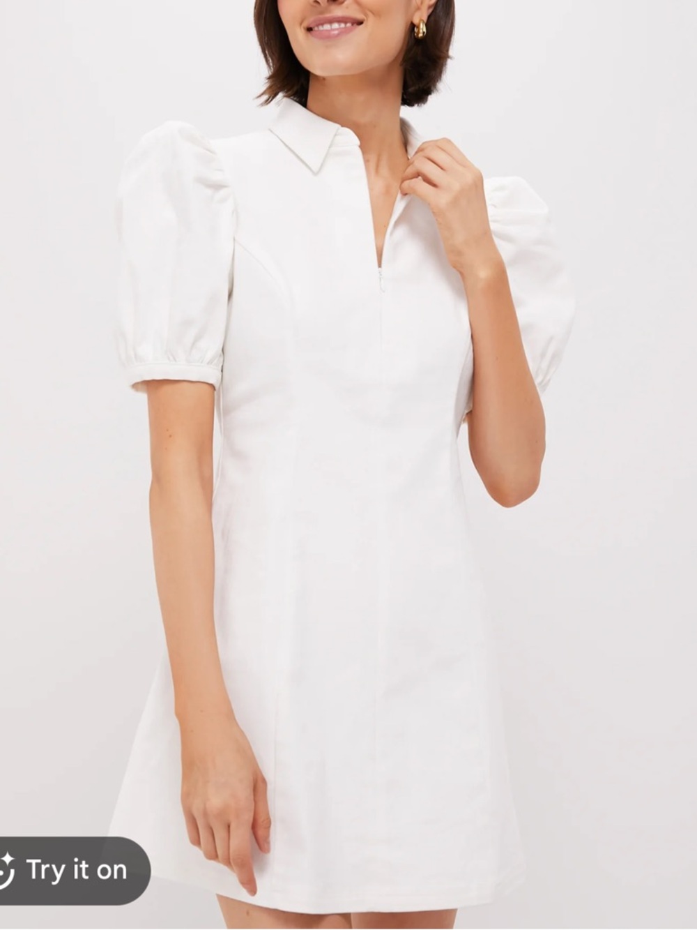 Tuckernuck HYACINTH HOUSE White Front Zip Denim Mini Dress Women’s sz XS